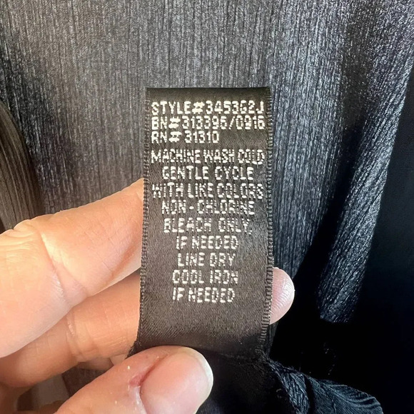 AGB Sheer Black Tie Front Long Bell Sleeve Blouse Size 1X - Picture 9 of 10